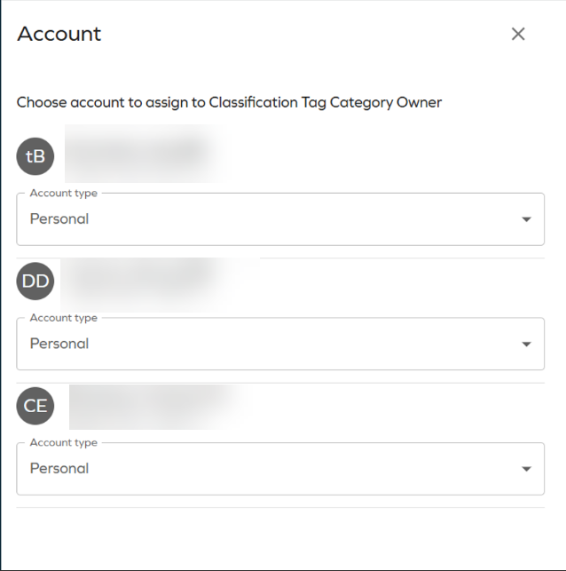 Choose account chip in Access request